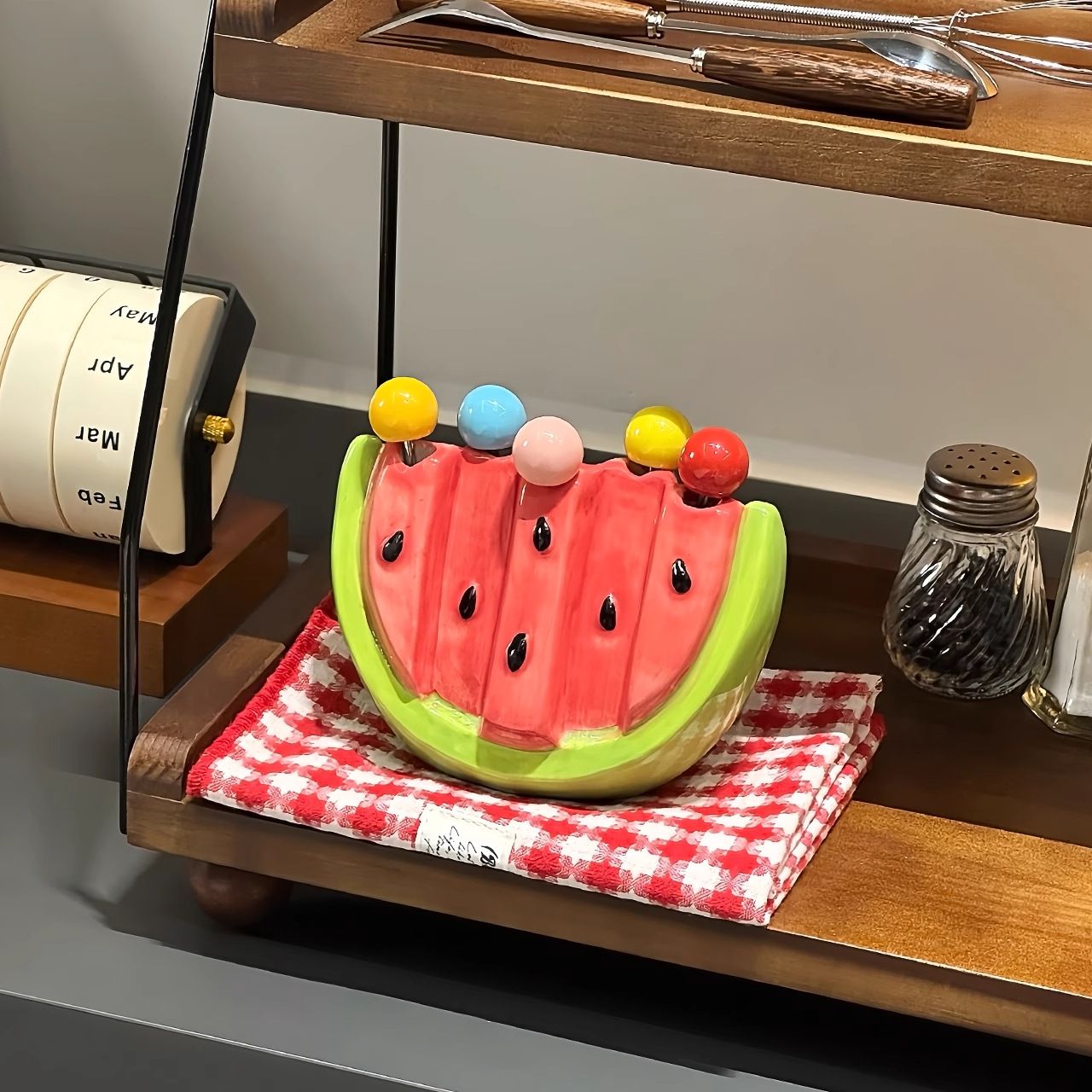 Summer watermelon fruit fork household stainless steel light luxury high-end storage jar set children's safety fork fruit stick