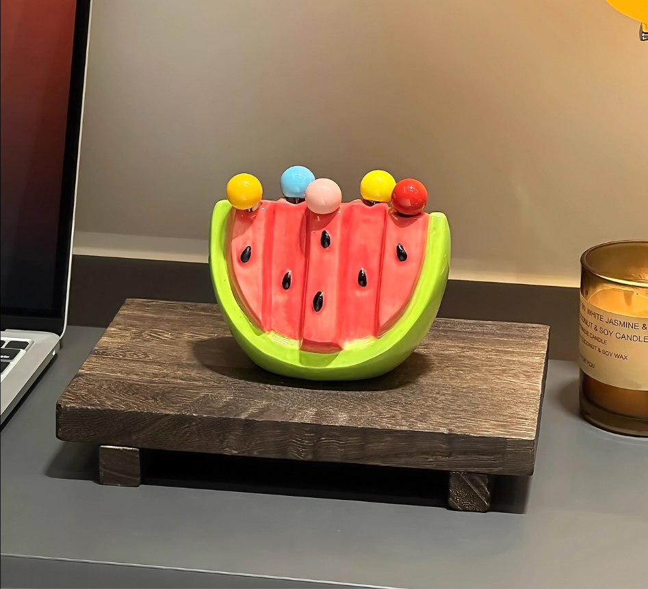 Summer watermelon fruit fork household stainless steel light luxury high-end storage jar set children's safety fork fruit stick