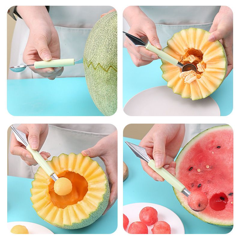 Stainless steel fruit scoop, watermelon slicer, fruit ball scoop, ice cream scoop, fruit cutting and dividing tool, decorative knife