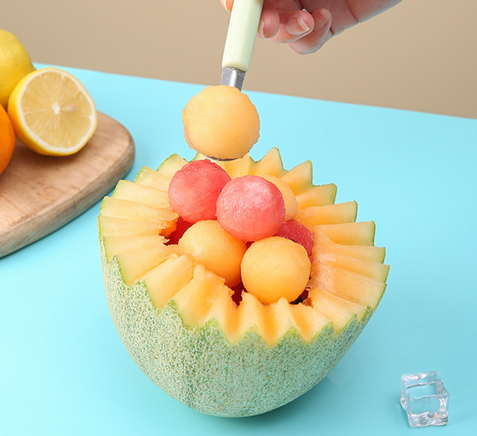 Stainless steel fruit scoop, watermelon slicer, fruit ball scoop, ice cream scoop, fruit cutting and dividing tool, decorative knife