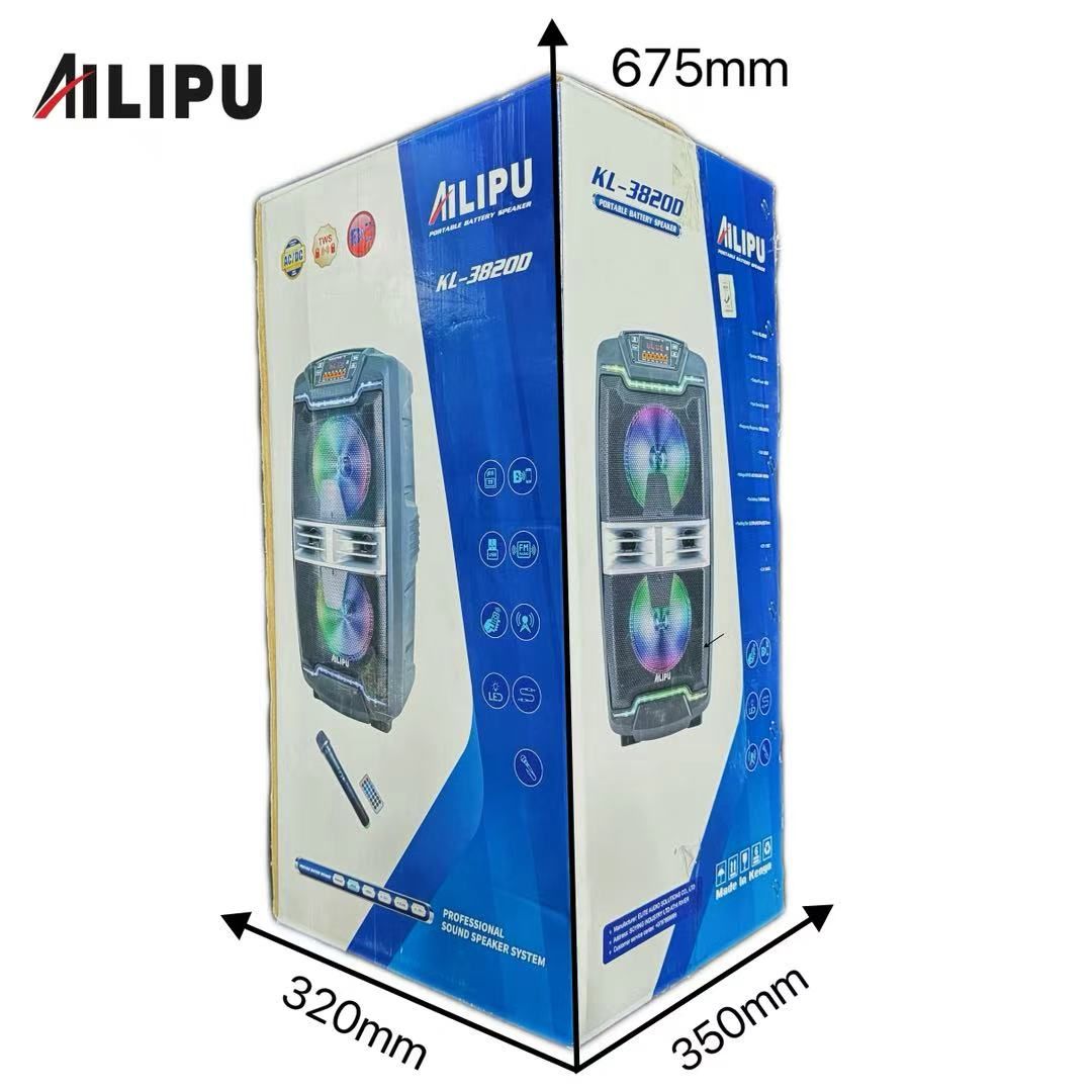 RECHARGABLE SPEAKER AILIPU KL-3820AD PARTY BOX PORTABLE SPEAKER Outdoor Subwoofer Speaker with Bluetooth,FM Radio,Free Wireless Microphone Woofer
