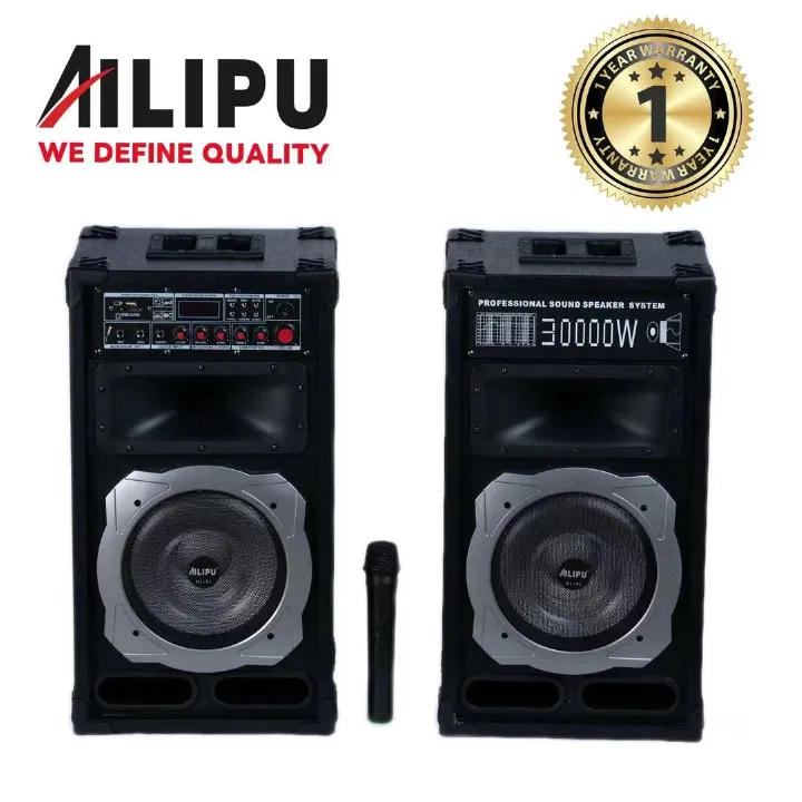 AILIPU 2.0 PA speaker box 30000W 2*10inch speaker Outdoor Professional Speaker with Bluetooth,FM Radio,Free Wireless Microphone,remote KL-9030AD