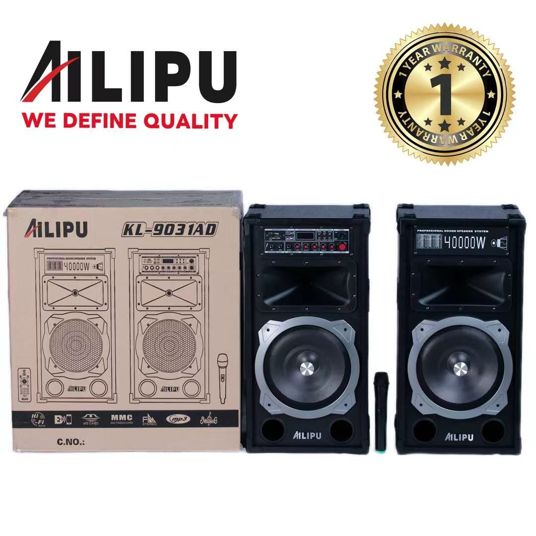 AILIPU KL-9031AD 2.0 PA speaker box 40000W 2*12inch speaker Outdoor Professional Speaker with Bluetooth,FM Radio,Free Wireless Microphone,remote