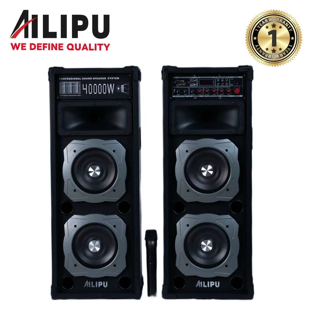 AILIPU KL-9036AD 2.0 PA speaker box 40000W 4*8inch speaker Outdoor Professional Speaker with Bluetooth,FM Radio,Free Wireless Microphone,remote