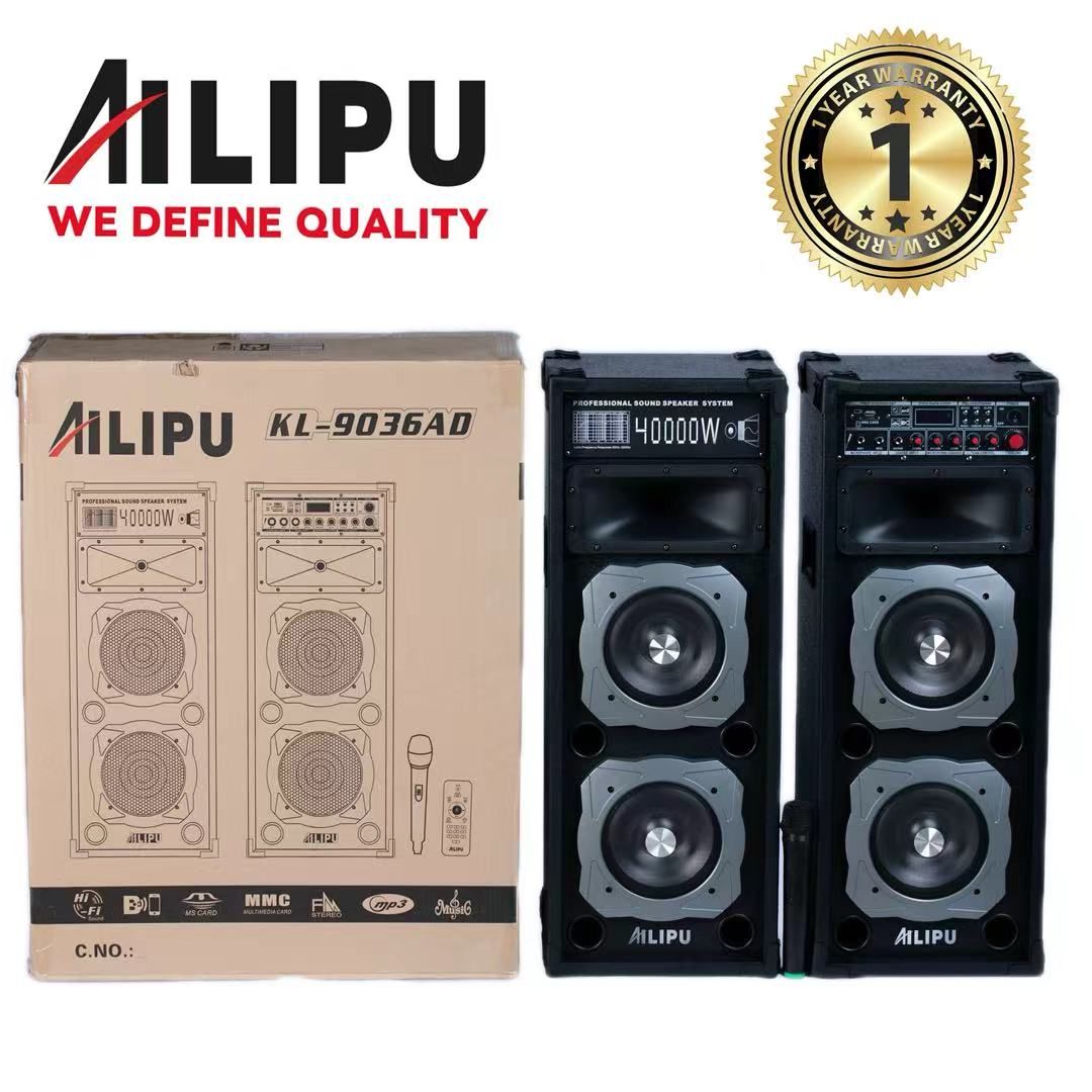 AILIPU KL-9036AD 2.0 PA speaker box 40000W 4*8inch speaker Outdoor Professional Speaker with Bluetooth,FM Radio,Free Wireless Microphone,remote