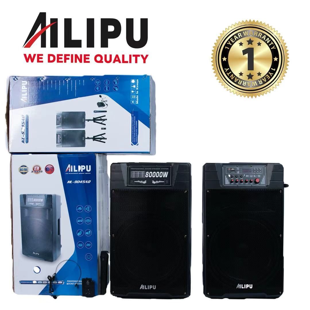 【HOT】AILIPU KL-9045AD 2.0 PA speaker box 80000W 2*15inch speaker Outdoor Professional Speaker with Bluetooth,FM Radio,2*Free Wireless Microphone,remote
