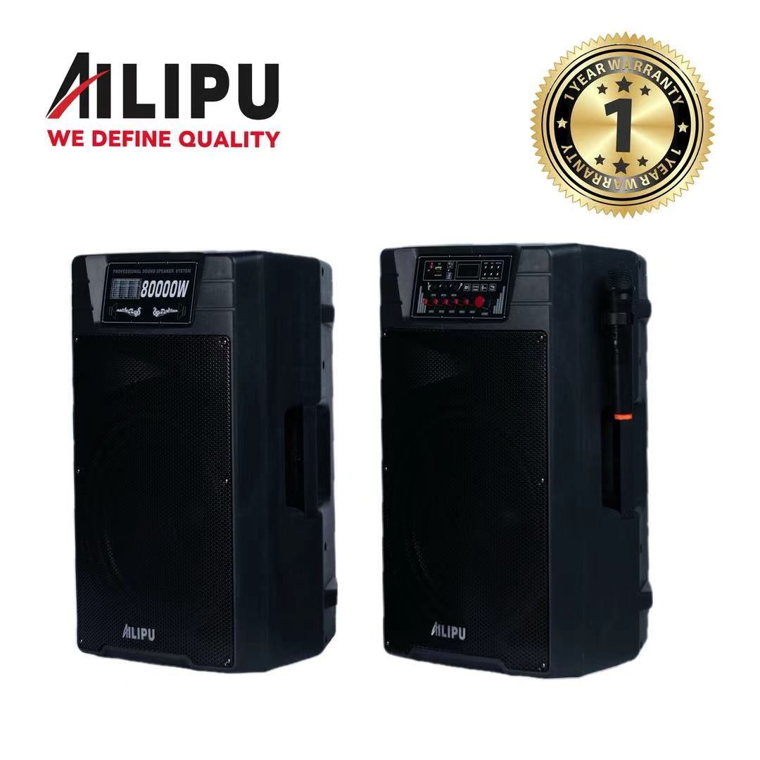 【HOT】AILIPU KL-9045AD 2.0 PA speaker box 80000W 2*15inch speaker Outdoor Professional Speaker with Bluetooth,FM Radio,2*Free Wireless Microphone,remote