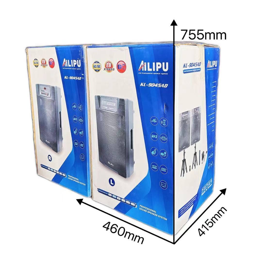 【HOT】AILIPU KL-9045AD 2.0 PA speaker box 80000W 2*15inch speaker Outdoor Professional Speaker with Bluetooth,FM Radio,2*Free Wireless Microphone,remote