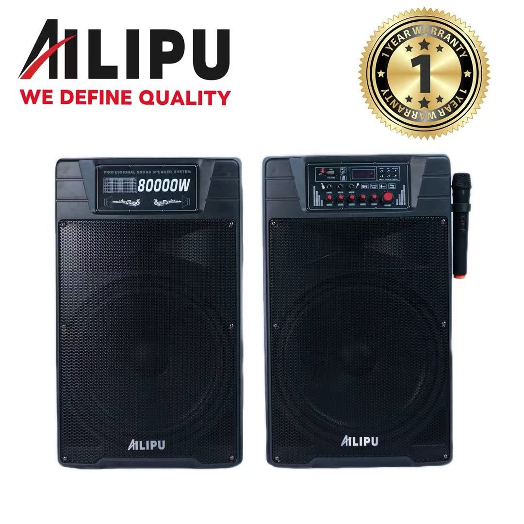 【HOT】AILIPU KL-9045AD 2.0 PA speaker box 80000W 2*15inch speaker Outdoor Professional Speaker with Bluetooth,FM Radio,2*Free Wireless Microphone,remote