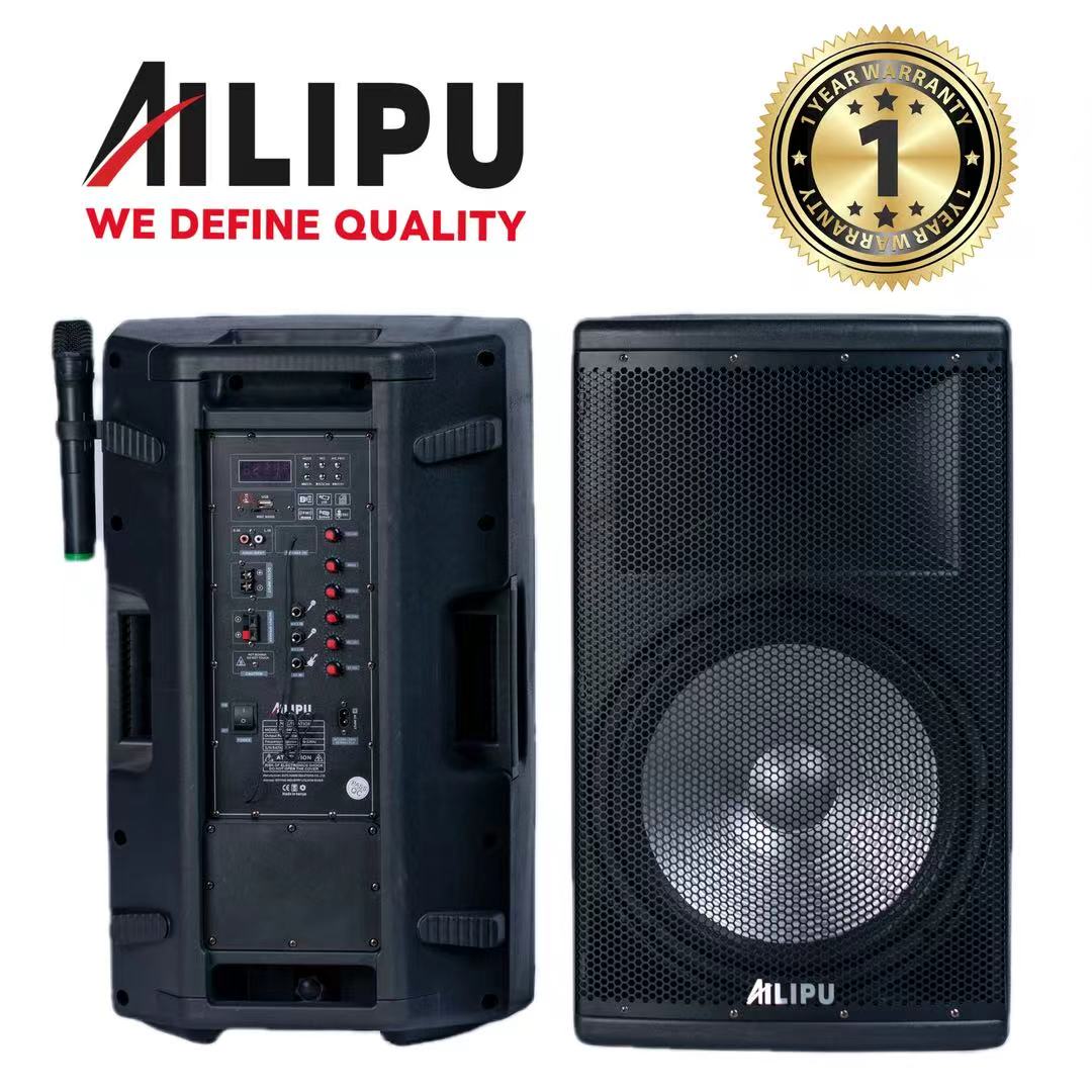 【NEW】AILIPU KL-9046AD 2.0 PA speaker box 2*15inch speaker Outdoor Professional Speaker with Bluetooth,FM Radio,2*Free Wireless Microphone,remote