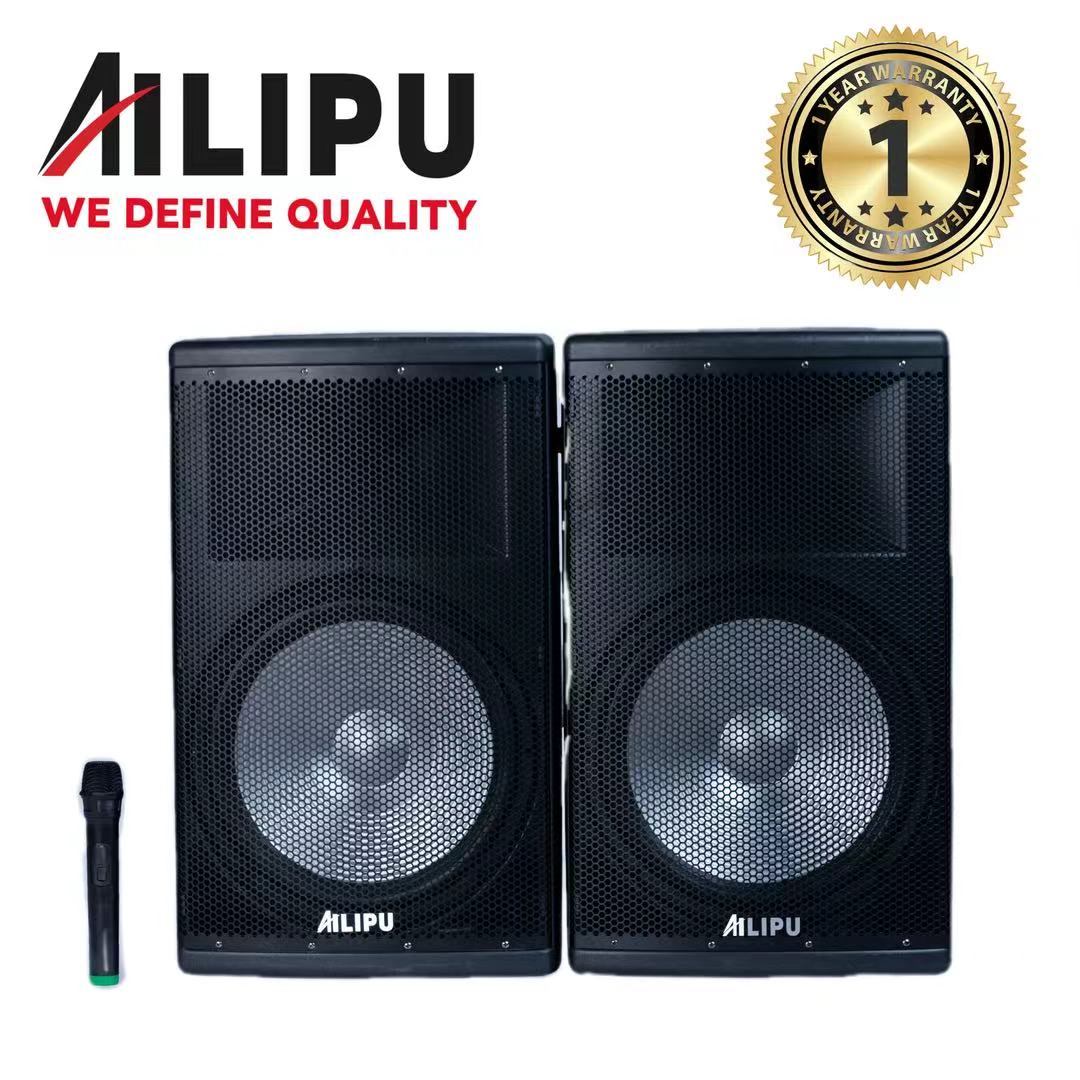 【NEW】AILIPU KL-9046AD 2.0 PA speaker box 2*15inch speaker Outdoor Professional Speaker with Bluetooth,FM Radio,2*Free Wireless Microphone,remote