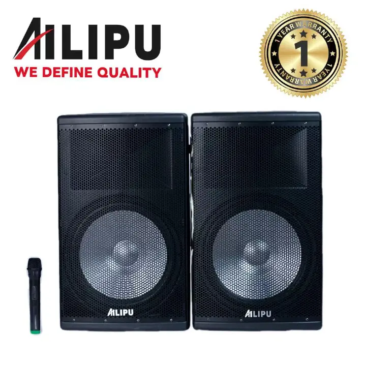 【NEW】AILIPU KL-9046AD 2.0 PA speaker box 2*15inch speaker Outdoor Professional Speaker with Bluetooth,FM Radio,2*Free Wireless Microphone,remote