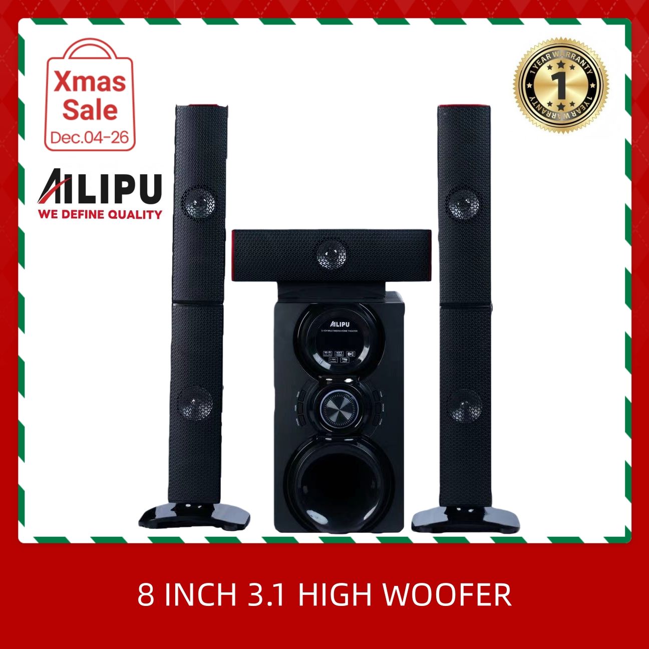 【NEW】AILIPU  KL-8302AD 3.1 8in WOOFER Pro+ 60w+15w*3 woofer speaker system Multimedia Speaker Output Power Subwoofer Bluetooth Cinema Home theater System Bluetooth Hi-Fi