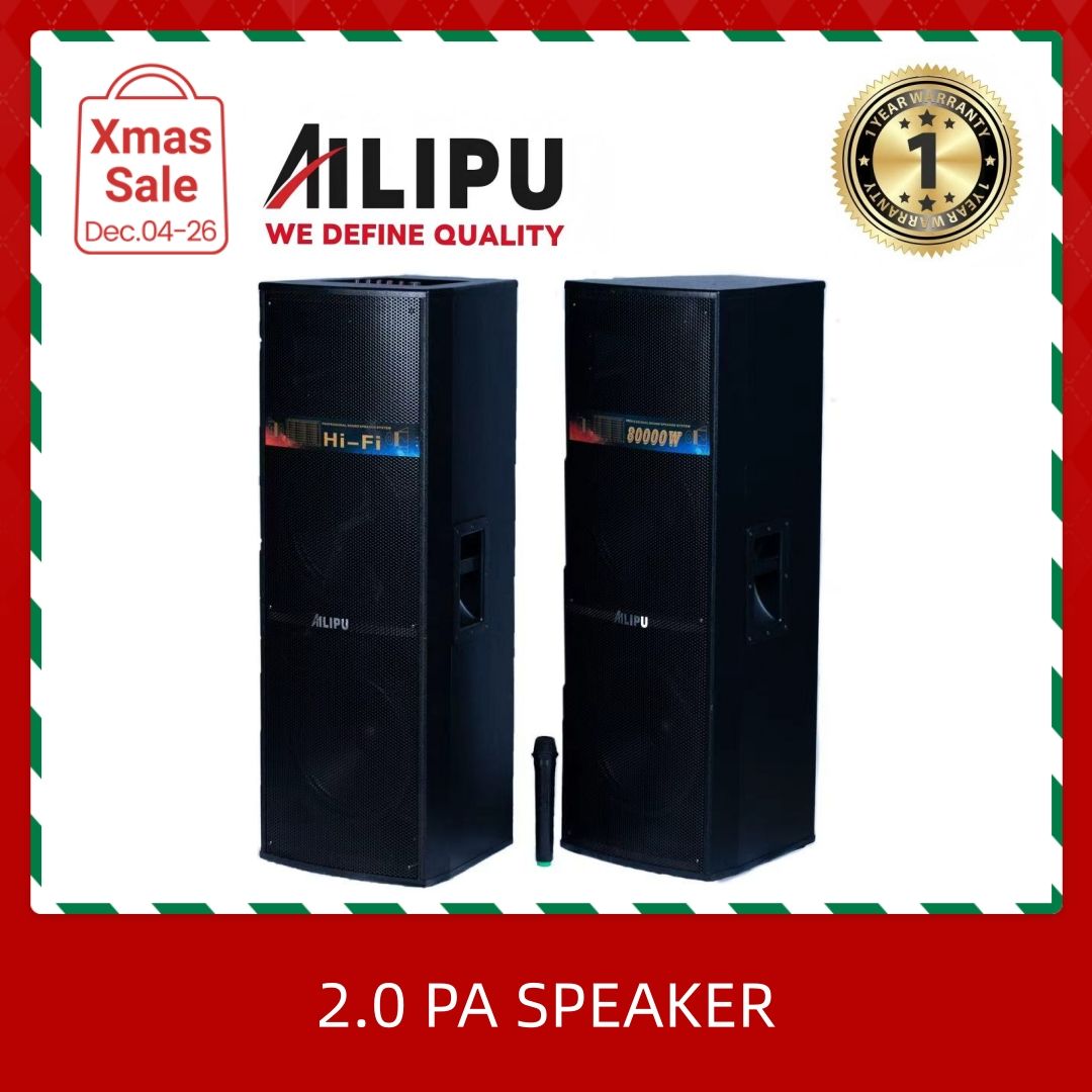 AILIPU KL-9043AD 2.0 PA speaker box 80000W 4*12inch speaker Outdoor Professional Speaker with Bluetooth,FM Radio,Free Wireless Microphone,remote