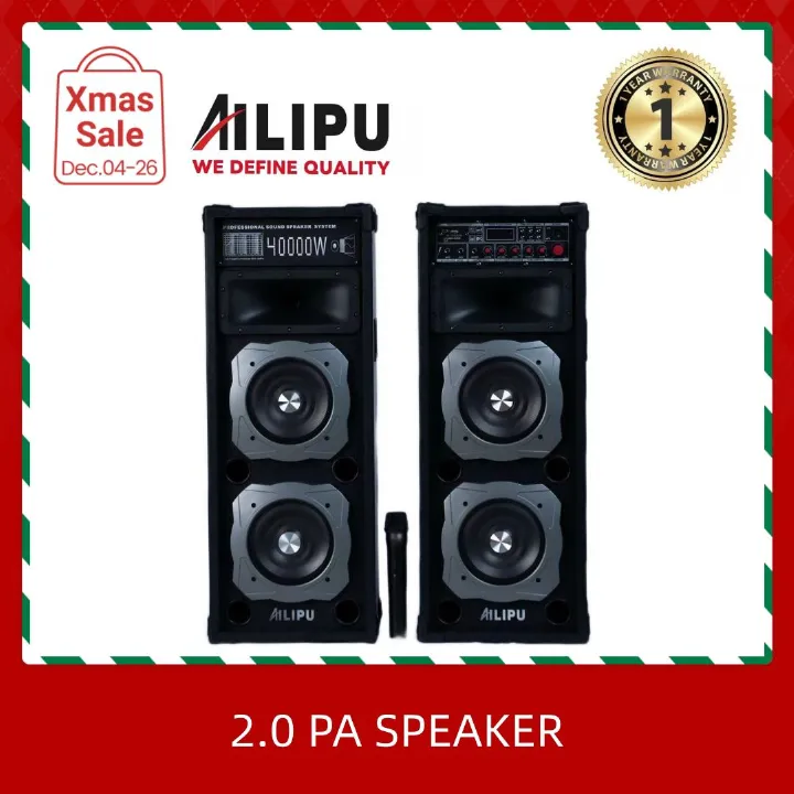AILIPU KL-9036AD 2.0 PA speaker box 40000W 4*8inch speaker Outdoor Professional Speaker with Bluetooth,FM Radio,Free Wireless Microphone,remote