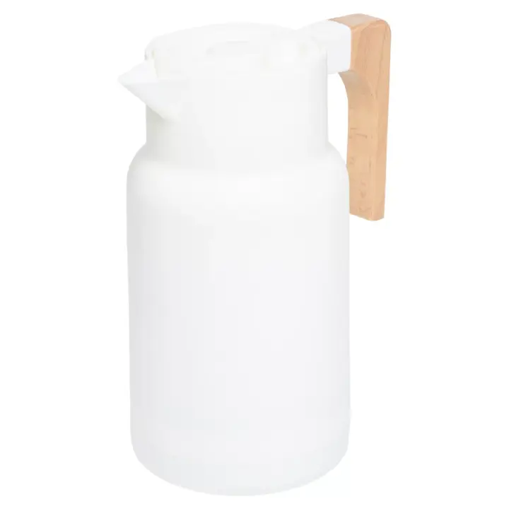 Thermos Flask, Large Teapot, Thermal Flask Insulated Bottles with Wooden Handle, Thermal Hot Water Bottles, Glass Insert, Insulated Pot (Capacity: 1L