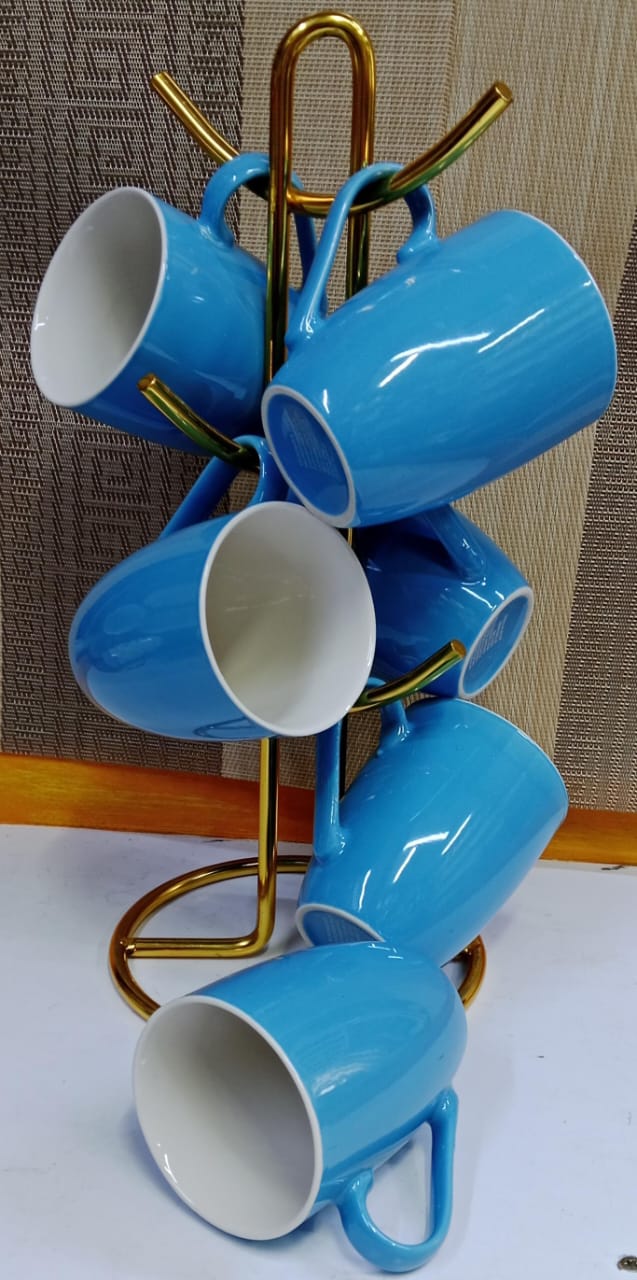 Porcelain Coffee Mugs Set of 6, Coffee Cups with Handle, Ceramic Tea Mugs for Latte, Hot Tea, Cappuccino, Mocha, Cocoa, Mug Gift Set, Dishwasher and Microwave Safe