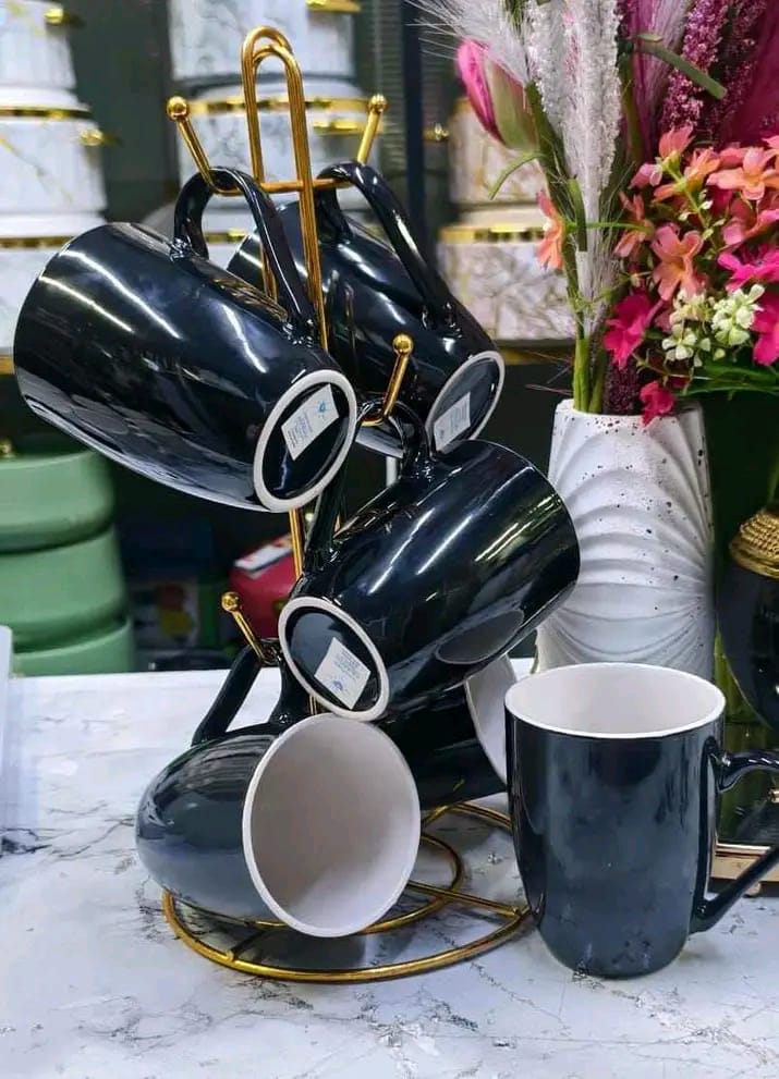 Porcelain Coffee Mugs Set of 6, Coffee Cups with Handle, Ceramic Tea Mugs for Latte, Hot Tea, Cappuccino, Mocha, Cocoa, Mug Gift Set, Dishwasher and Microwave Safe