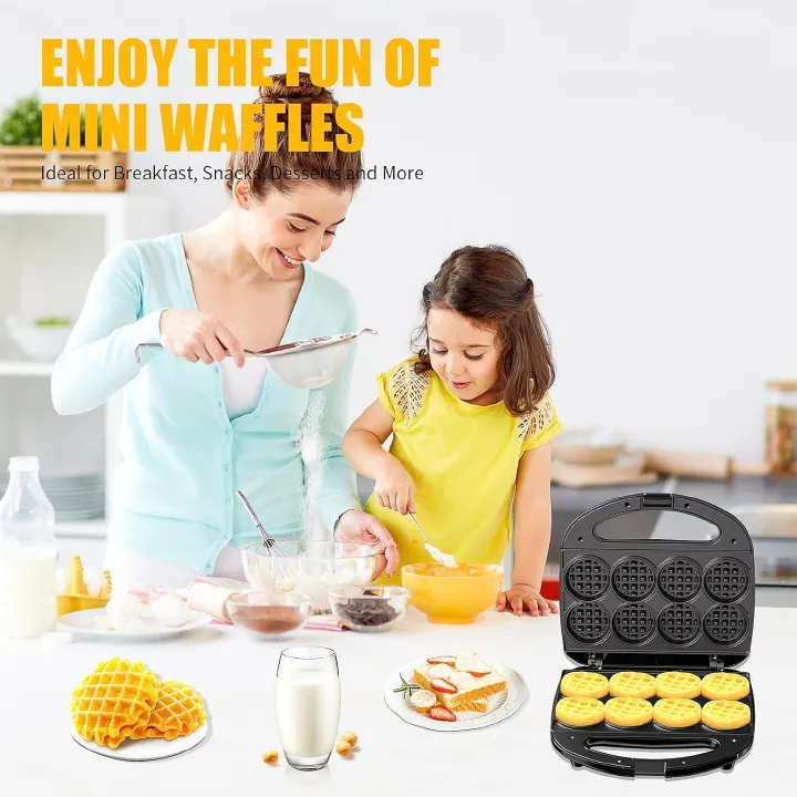 Mini Waffle Maker, Waffle Iron, 750W Non-Stick Electric Waffle Machine for Breakfast, Easy to Clean, Compact for Kids & Family Use