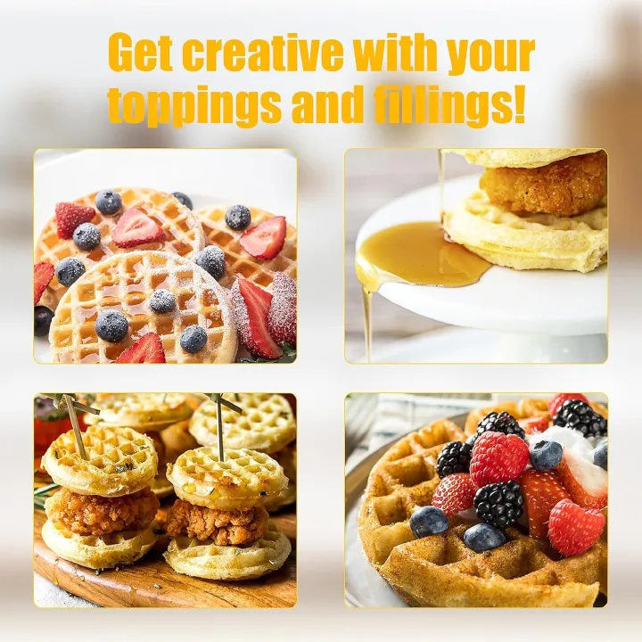 Mini Waffle Maker, Waffle Iron, 750W Non-Stick Electric Waffle Machine for Breakfast, Easy to Clean, Compact for Kids & Family Use