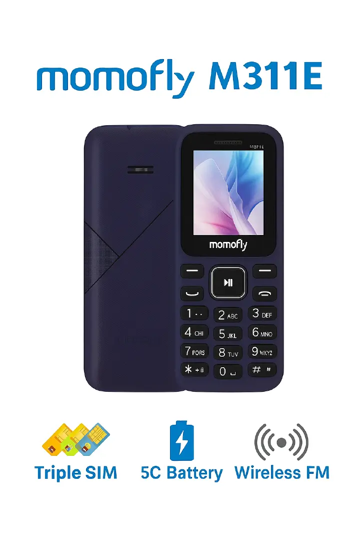 [ NEW ARRIVAL ] Momofly M311E 32 MB RAM featured phone Triple SIM Regular 5C Battery, 1.77 Inch display with Bluetooth connectivity Wireless FM and Bright Torch featured phones