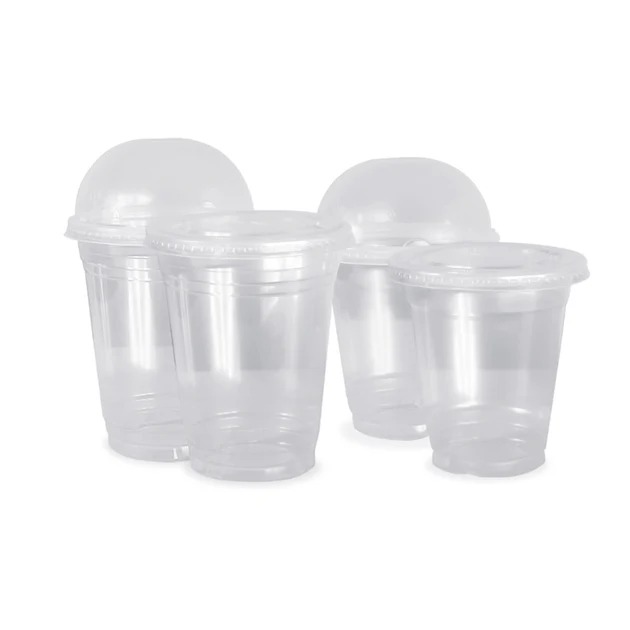 100pcs cups Plastic juice/ smoothie/cocktail Tumbler party event Cups with Lids for iced tea birthdays Cups Clear 300ml