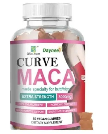 Curve Maca Gummies, 3000mg, Tribulus Herbal Supplements for Butt/HIPS Enlargement and Hormonal Balance, Mixed Fruit Flavor, 60 Count