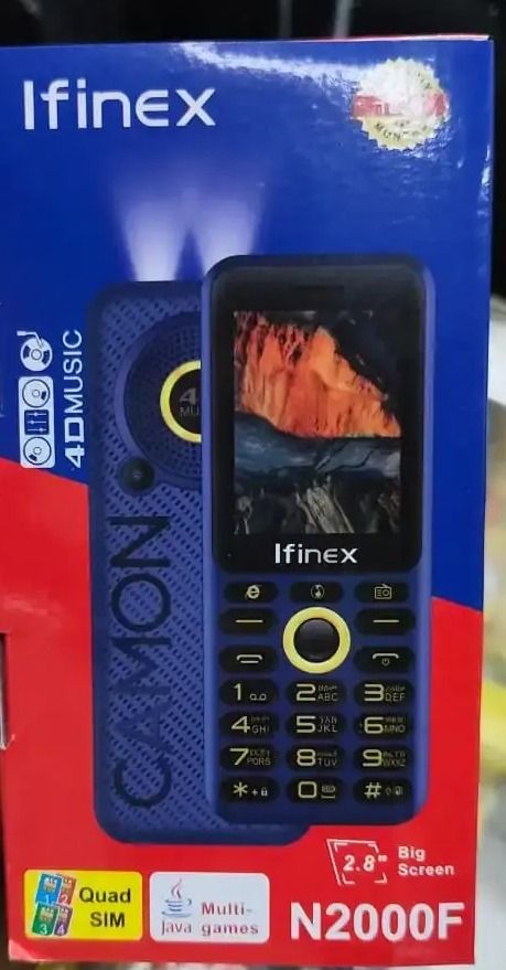 Ifinex N2000F FOUR(QUAD) SIM CARDS 2.8" BIG SCREEN DISPLAY 3300mAh battery capacity FEATURE PHONE WITH DUAL TORCH, HD CAMERA Bluetooth, Wireless FM, SD Slot button/katululu FEATURED PHONE