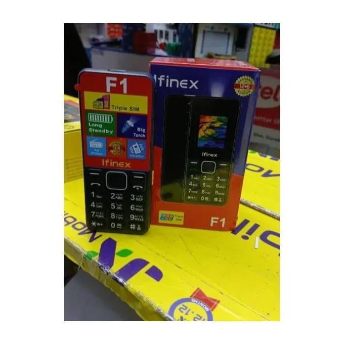 Ifinex F1 TRIPPLE SIM 1.77" INCH SCREEN DISPLAY 1200mAh battery capacity FEATURE PHONE WITH BIG TORCH, Bluetooth, Wireless FM, SD Slot button/katululu FEATURED PHONE