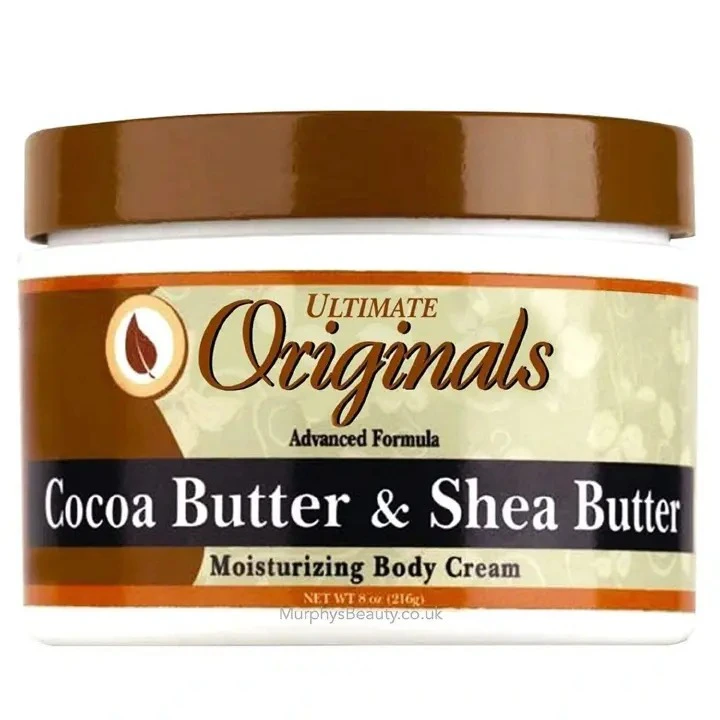 Originals Cocoa Butter & Shea Butter Advanced Formula Moisturizing Body Cream. Moisturizes, Fades Scars, Blemishes, Marks, Smooths, Glows, Soothes & Nourishes