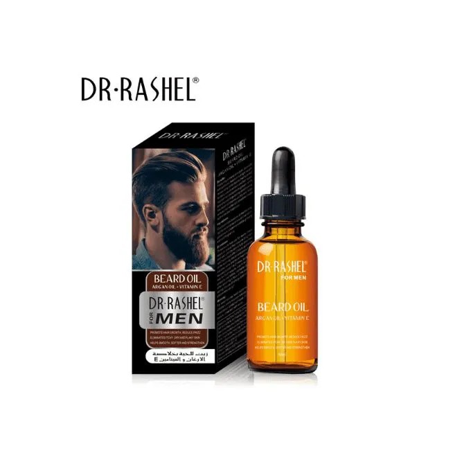 Dr. Rashel Men’s Beard Oil with Argan Oil & Vitamin E – Nourishing Growth Serum for Thick, Soft, Healthy Beard, Hydrating Grooming Oil for Conditioning, Strengthening & Shine