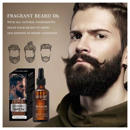 Dr. Rashel Men’s Beard Oil with Argan Oil & Vitamin E – Nourishing Growth Serum for Thick, Soft, Healthy Beard, Hydrating Grooming Oil for Conditioning, Strengthening & Shine