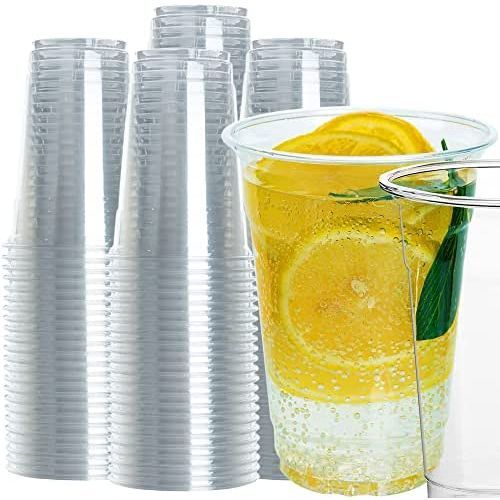 100pcs cups Plastic juice/ smoothie/cocktail Tumbler party event Cups with Lids for iced tea birthdays Cups Clear 300ml