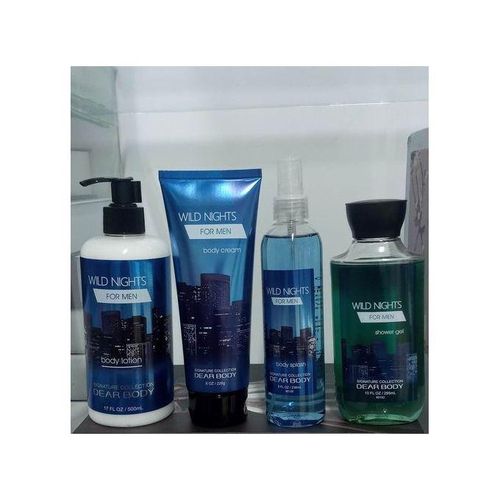 4 Pack Dear Body Wild Nights For Men 4 in1 Complete Grooming Set – Body Cream, Body Lotion, Shower Gel & Body Splash Long-Lasting Fresh Fragrance Skincare Gift Pack for Men