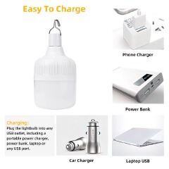 50W Dp light rechargeable USB bulb lamp-Rechargeable ,Super bright ,Portable ,Energy saving, Charging time.6 hours, lighting time. 6-8 hours, voltage 5v