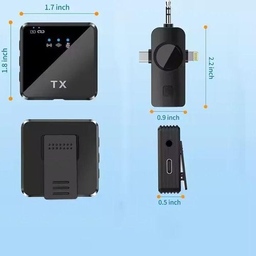 F11-2 3 in 1 Wireless Microphone, Noise Cancellation Wireless Mic for Youtubers, Video Recording, Facebook, Compatible with Type-C Android/iPhone/Cameras/Laptop