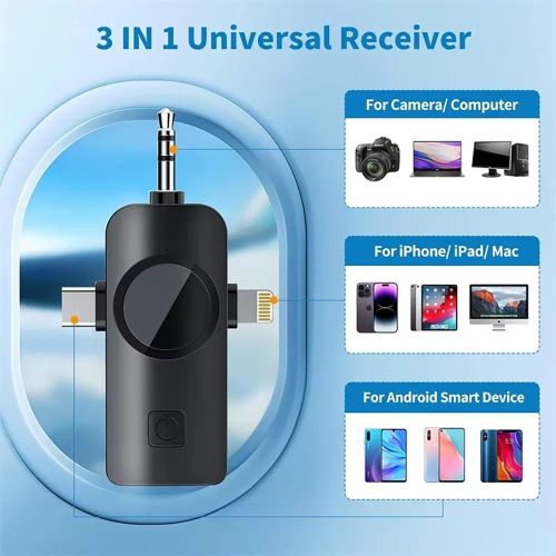 F11-2 3 in 1 Wireless Microphone, Noise Cancellation Wireless Mic for Youtubers, Video Recording, Facebook, Compatible with Type-C Android/iPhone/Cameras/Laptop