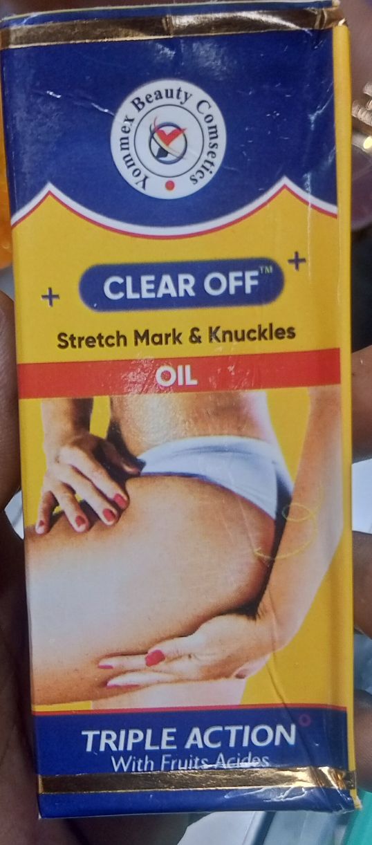 CLEAR OFF Triple Action Stretch Mark & Knuckles Oil - Fades Stretch Marks, Dark Knuckles, Scars & Uneven Tone, Nourishing Formula for Smooth Glowing Skin (Hips, Arms, Legs) - Fast Results