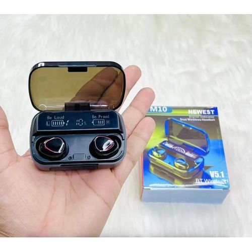 M10 Ear Buds Wireless Airpods M10, Bluetooth 5.1 Headphones In Ear, Bluetooth Earphones with Built-in Microphone, Wireless Ear Buds, Bluetooth Earbuds with Mic, USB Charging Case, Dual Connect