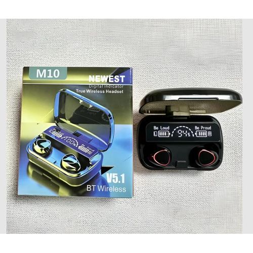 M10 Ear Buds Wireless Airpods M10, Bluetooth 5.1 Headphones In Ear, Bluetooth Earphones with Built-in Microphone, Wireless Ear Buds, Bluetooth Earbuds with Mic, USB Charging Case, Dual Connect