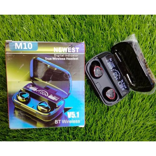 M10 Ear Buds Wireless Airpods M10, Bluetooth 5.1 Headphones In Ear, Bluetooth Earphones with Built-in Microphone, Wireless Ear Buds, Bluetooth Earbuds with Mic, USB Charging Case, Dual Connect