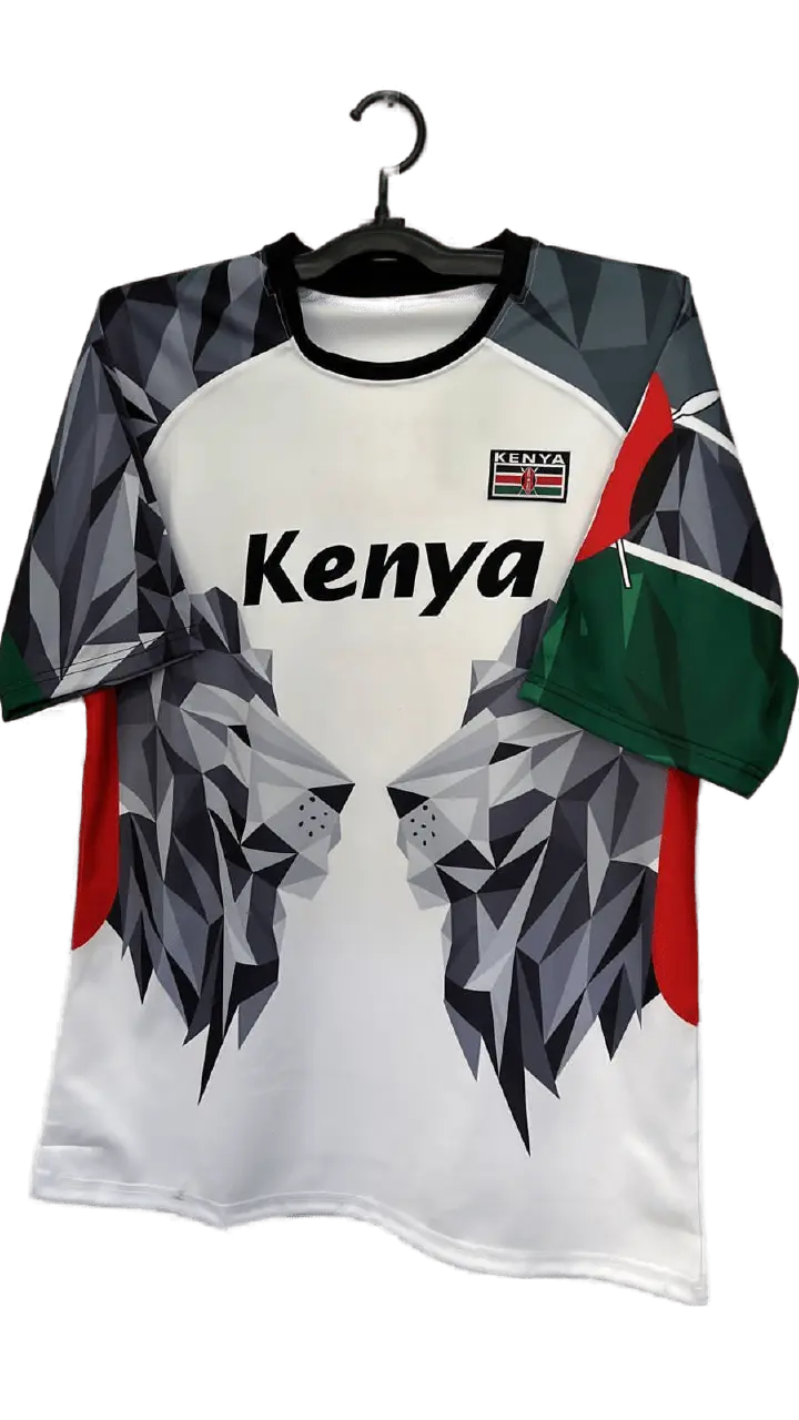 Kenyan White Rugby Jersey – “Cheza Kama Wewe” Edition | Premium Team Kenya Shirt | Sleek, Breathable & Stylish Men’s National Pride Wear
