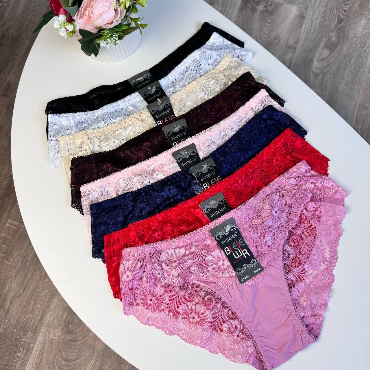 6PCS Full Lace Back Low-Rise Briefs for Women – Sexy, Soft & Breathable Comfort Panties