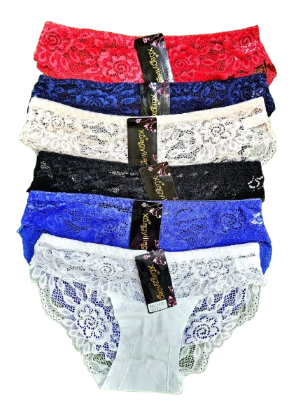 6PCS Full Lace Back Low-Rise Briefs for Women – Sexy, Soft & Breathable Comfort Panties