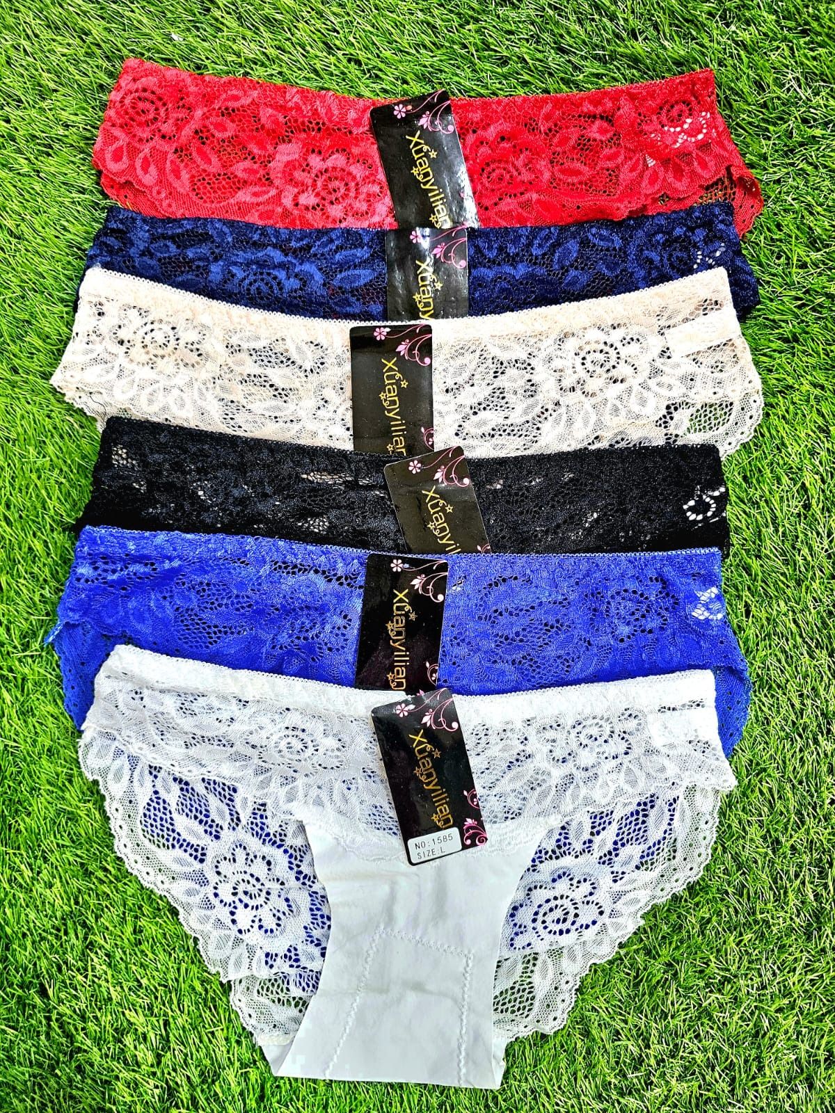 6PCS Full Lace Back Low-Rise Briefs for Women – Sexy, Soft & Breathable Comfort Panties