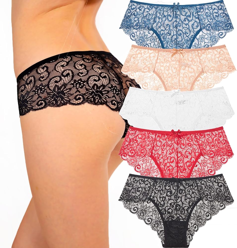 6PCS Full Lace Back Low-Rise Briefs for Women – Sexy, Soft & Breathable Comfort Panties