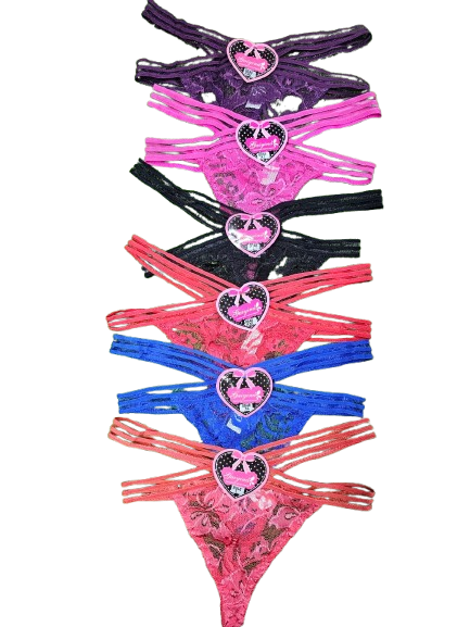 3pcs Women’s Sexy 2-Strap Lace Thong Panties – Low-Waist Cotton Underwear, Soft Breathable Lingerie Briefs for Ladies \