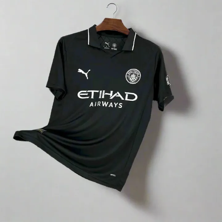 25/26 Manchester City Black Performance Jersey – Premium Breathable Sports Shirt for Football, Gym & Casual Wear