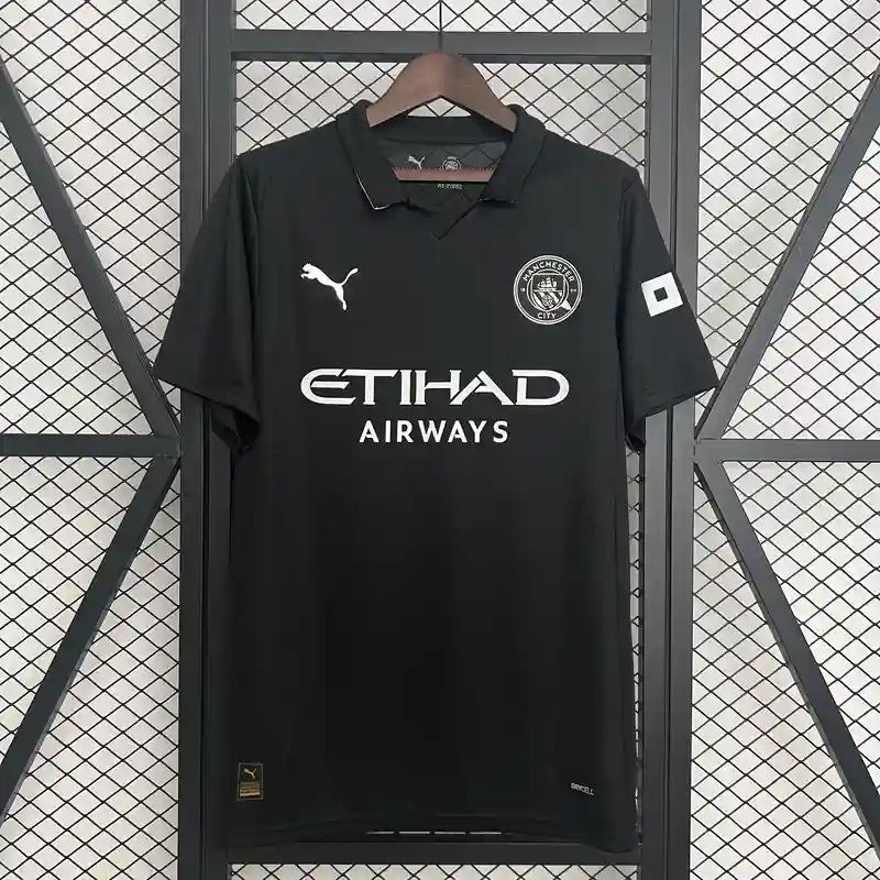 25/26 Manchester City Black Performance Jersey – Premium Breathable Sports Shirt for Football, Gym & Casual Wear