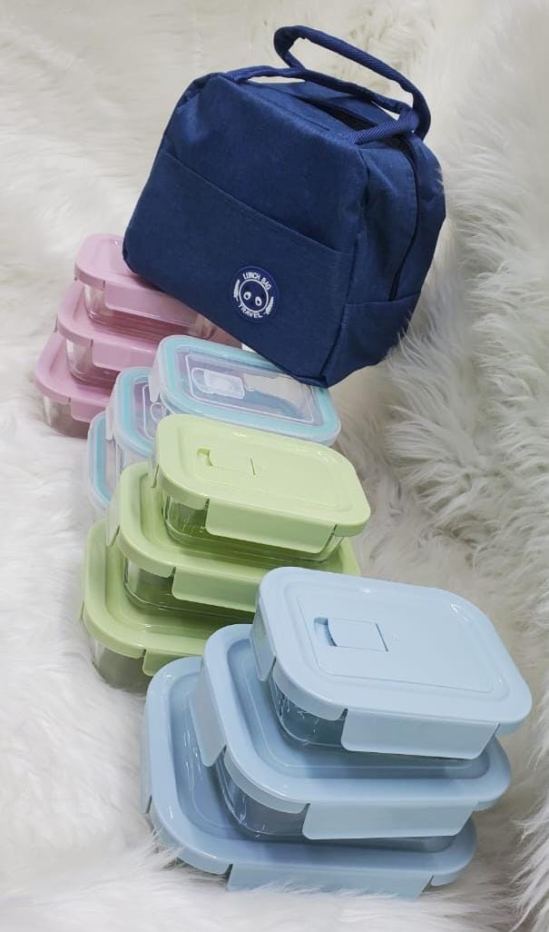 🔥🔥🔥NEW ARRIVAL🔥🔥🔥‼️Glass Snack Box with FREE LUNCH BAG – Borosilicate Glass Food Container for Baking, Microwave & Lunch Storage, Available in 500ml, 750ml, 1040ml